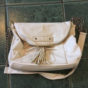Imoshion white and gold fold over crossbody purse